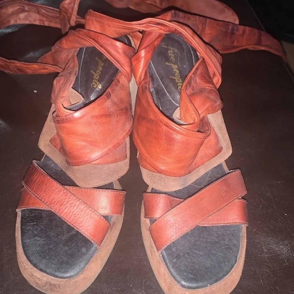 Free people leather wrap sandals